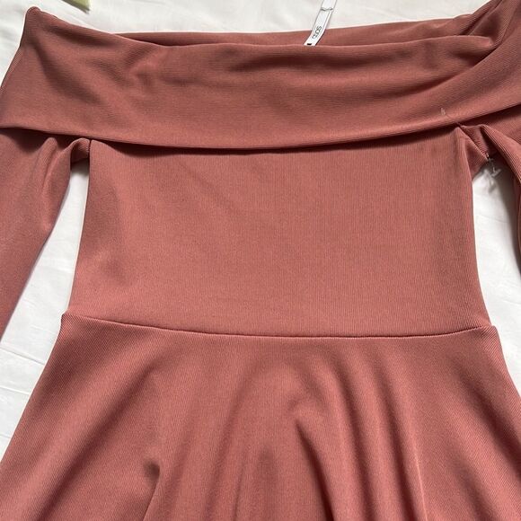 𝅺⭐️nwt ASOS PREMIUM Heavy Rib Bardot Skater Dress⭐️ - Picture 2 of 5